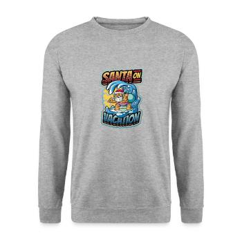 Santa On Vacation - Weihnachten Im Juli, Surfen - Unisex Pullover - Weißgrau meliert - Vorne - Alina (178cm) & Michal (187cm)