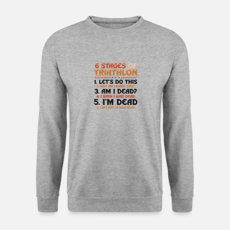 6 Etappen Des Triathlons - Unisex Pullover - Weißgrau meliert
