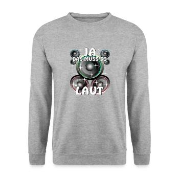 LAUTSPRECHER JA DAS MUSS SO LAUT - Unisex Pullover - Weißgrau meliert - Vorne - Alina (178cm) & Michal (187cm)