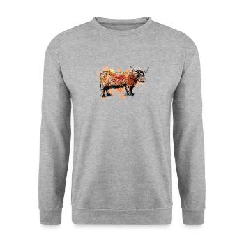 Scottish Highland Highland Cattle Highland - Unisex Sweatshirt - salt & pepper - Front - Alina (178cm) & Michal (187cm)
