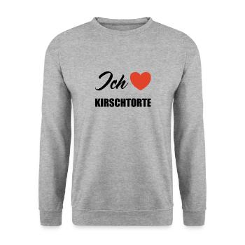 Ich liebe Kirschtorte - Unisex Pullover - Weißgrau meliert - Vorne - Alina (178cm) & Michal (187cm)