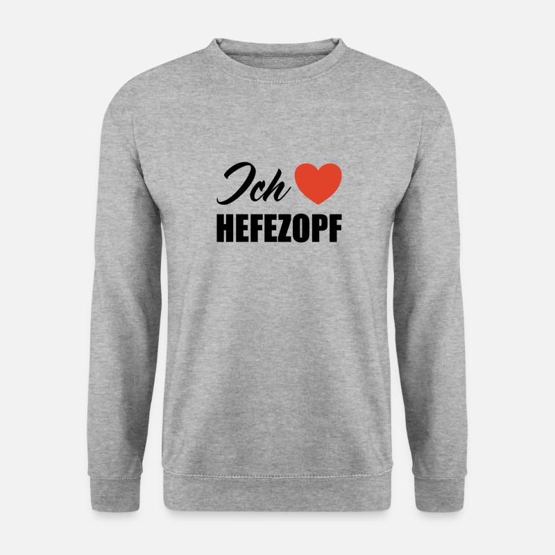 Ich liebe Hefezopf - Unisex Pullover - Weißgrau meliert