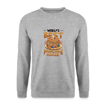 Der Beste Pfannkuchenmacher Der Welt - Unisex Pullover - Weißgrau meliert - Vorne - Alina (178cm) & Michal (187cm)