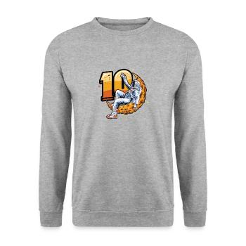 10th birthday, astronaut, decorations - Unisex Sweatshirt - salt & pepper - Front - Alina (178cm) & Michal (187cm)