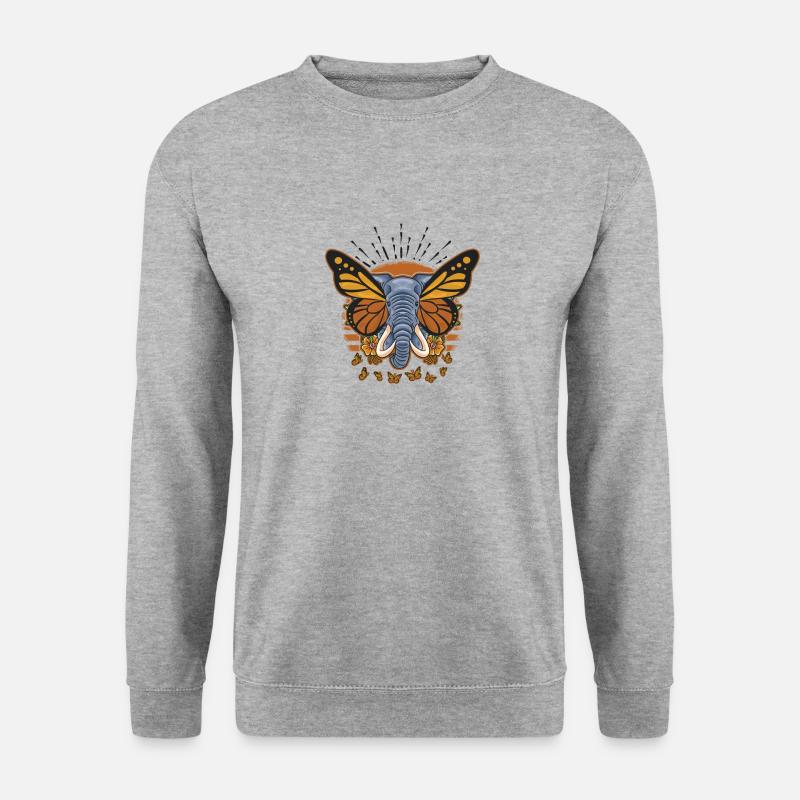 Elefante con le orecchie della farfalla Amanti degli elefanti - Felpa unisex - grigio chiaro melange