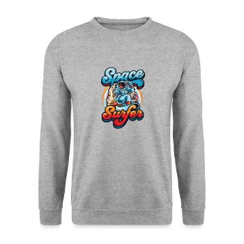 Space surfer astronaut - Unisex Sweatshirt - salt & pepper - Front - Alina (178cm) & Michal (187cm)