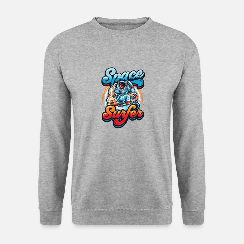 Weltraum-surfer Astronaut - Unisex Pullover - Weißgrau meliert
