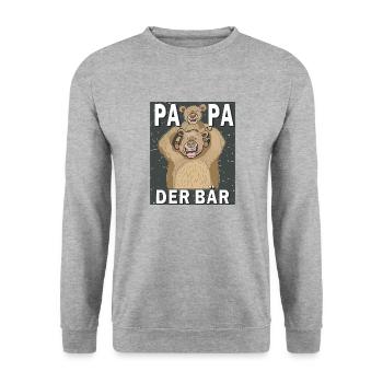 BÄR PAPA KIND PAPA DER BÄR - Unisex Pullover - Weißgrau meliert - Vorne - Alina (178cm) & Michal (187cm)