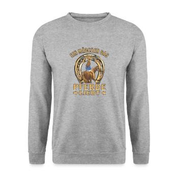 EIN MÄDCHEN DAS PFERDE LIEBT - Unisex Pullover - Weißgrau meliert - Vorne - Alina (178cm) & Michal (187cm)