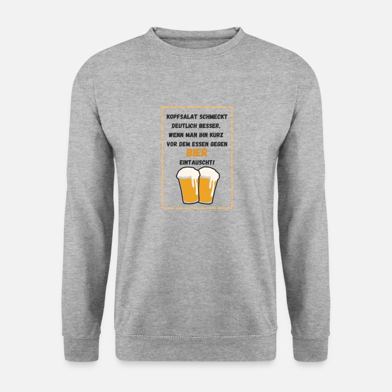 Bier statt Kopfsalat - Unisex Pullover - Weißgrau meliert