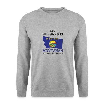Nichts macht mir Angst Montanan Husband Montana - Unisex Pullover - Weißgrau meliert - Vorne - Alina (178cm) & Michal (187cm)