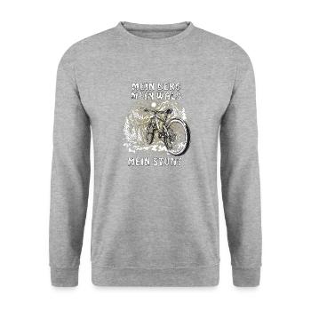 MEIN BERG MEIN WALD MEIN STUNT - Unisex Pullover - Weißgrau meliert - Vorne - Alina (178cm) & Michal (187cm)