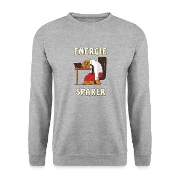 MENSCH SCHLAFEN ENERGIE SPARER - Unisex Pullover - Weißgrau meliert - Vorne - Alina (178cm) & Michal (187cm)