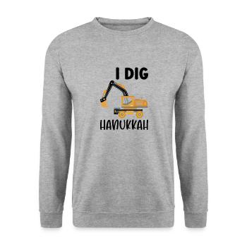 Excavator Driver Excavator Hanukkah - Unisex Sweatshirt - salt & pepper - Front - Alina (178cm) & Michal (187cm)