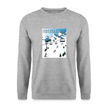 SCHI FAHREN GROßARLTAL - Unisex Pullover - Weißgrau meliert - Vorne - Alina (178cm) & Michal (187cm)