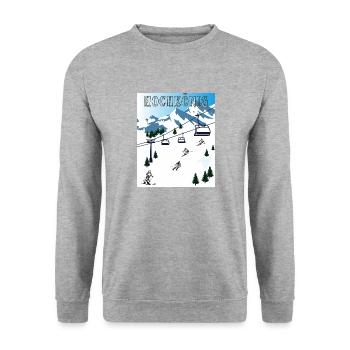 SCHI FAHREN HOCHKÖNIG - Unisex Pullover - Weißgrau meliert - Vorne - Alina (178cm) & Michal (187cm)