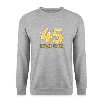 ANNIVERSAIRE 45 - Sweat-shirt Unisexe - gris chiné - Devant - Alina (178cm) & Michal (187cm)