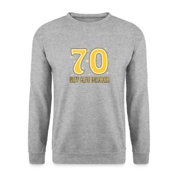 GEBURTSTAG 70 - Unisex Pullover - Weißgrau meliert - Vorne - Alina (178cm) & Michal (187cm)
