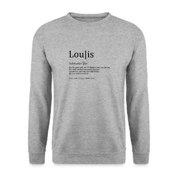 Erzgebirge Louis - Unisex Pullover - Weißgrau meliert - Vorne - Alina (178cm) & Michal (187cm)