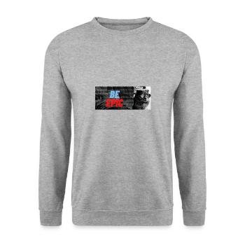 sei episch - Unisex Pullover - Weißgrau meliert - Vorne - Alina (178cm) & Michal (187cm)