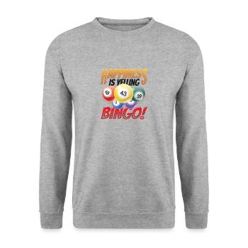 Glück Ist Schreiendes Bingo - Unisex Pullover - Weißgrau meliert - Vorne - Alina (178cm) & Michal (187cm)