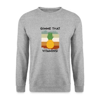 Gimme Vitamins Healthy Pineapple Exotic Fruits - Unisex Sweatshirt - salt & pepper - Front - Alina (178cm) & Michal (187cm)