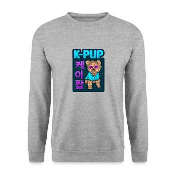 K Pop Dog Designs for a Korean Pop Fan - Unisex Sweatshirt - salt & pepper - Front - Alina (178cm) & Michal (187cm)