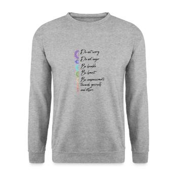 Maître Reiki Chakra Spirituel Holistique - Sweat-shirt Unisexe - gris chiné - Devant - Alina (178cm) & Michal (187cm)