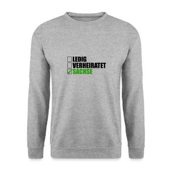 Sachse Ledig Verheiratet - Unisex Pullover - Weißgrau meliert - Vorne - Alina (178cm) & Michal (187cm)