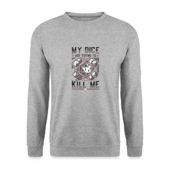 Mes dés essaient de me tuer - Sweat-shirt Unisexe - gris chiné - Devant - Alina (178cm) & Michal (187cm)