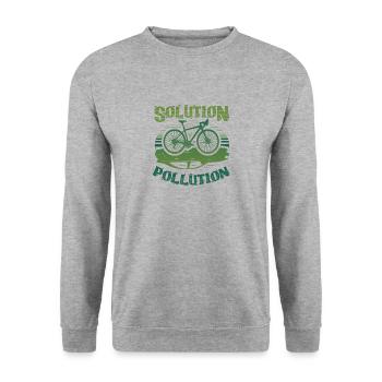 Polution Solution Umweltschutz Radfahren - Unisex Pullover - Weißgrau meliert - Vorne - Alina (178cm) & Michal (187cm)