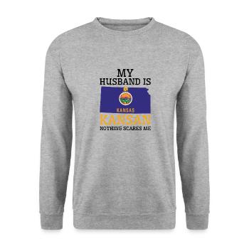 Nothing Scares Me Kansan Husband Kansas - Unisex Sweatshirt - salt & pepper - Front - Alina (178cm) & Michal (187cm)
