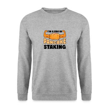 Pancake Stacker Petit déjeuner Pancake Day Large - Sweat-shirt Unisexe - gris chiné - Devant - Alina (178cm) & Michal (187cm)