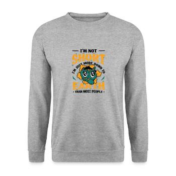 Ich Bin Nicht Klein, Ich Bin Nur Bodenständiger - Unisex Pullover - Weißgrau meliert - Vorne - Alina (178cm) & Michal (187cm)