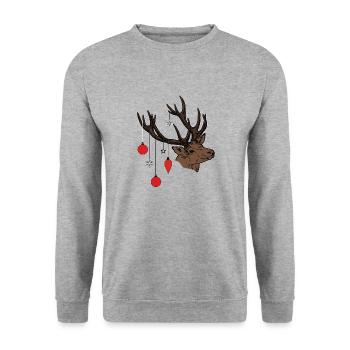 Cerf de Noël - Sweat-shirt Unisexe - gris chiné - Devant - Alina (178cm) & Michal (187cm)