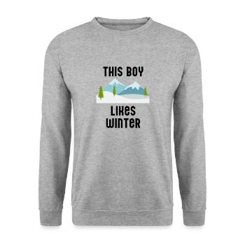 Garçon aime la saison hivernale, les montagnes, la - Sweat-shirt Unisexe - gris chiné - Devant - Alina (178cm) & Michal (187cm)