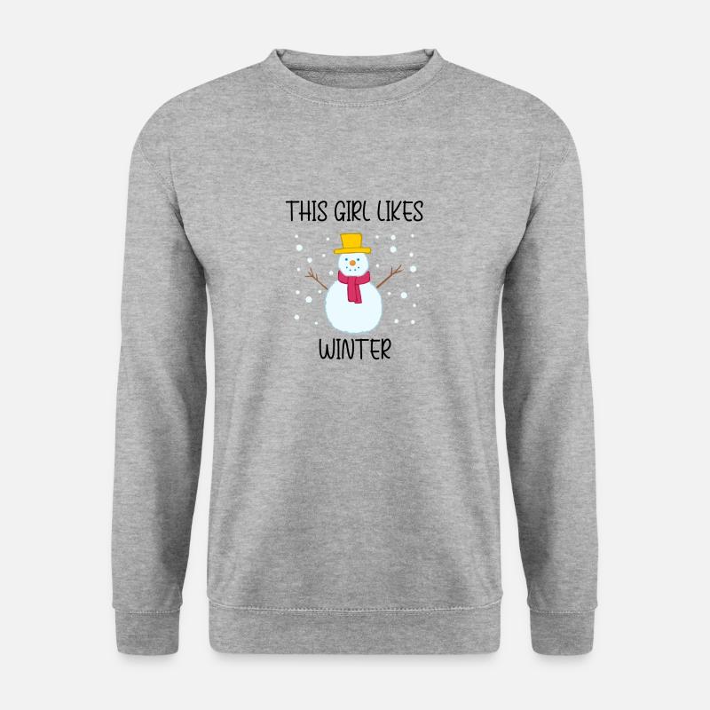 Mädchen mag gemütliche Wintersaison, - Unisex Pullover - Weißgrau meliert