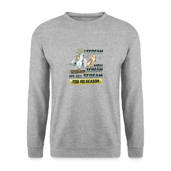 Tropischer Vogel Schrei Papageien Kakadu - Unisex Pullover - Weißgrau meliert - Vorne - Alina (178cm) & Michal (187cm)