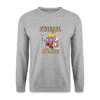 ZWIEBEL KÖNIG - Unisex Pullover - Weißgrau meliert - Vorne - Alina (178cm) & Michal (187cm)
