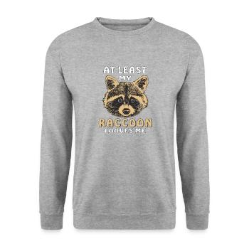 AT Least My Raccoon Loves Me - Unisex Sweatshirt - salt & pepper - Front - Alina (178cm) & Michal (187cm)