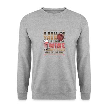 Ball Of Yarn J’adore tricoter - Sweat-shirt Unisexe - gris chiné - Devant - Alina (178cm) & Michal (187cm)