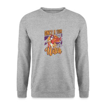 Une fois par an, chaque fille devient Halloween - Sweat-shirt Unisexe - gris chiné - Devant - Alina (178cm) & Michal (187cm)
