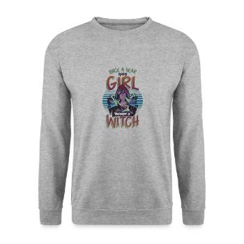 Une fois par an, chaque fille devient Halloween - Sweat-shirt Unisexe - gris chiné - Devant - Alina (178cm) & Michal (187cm)