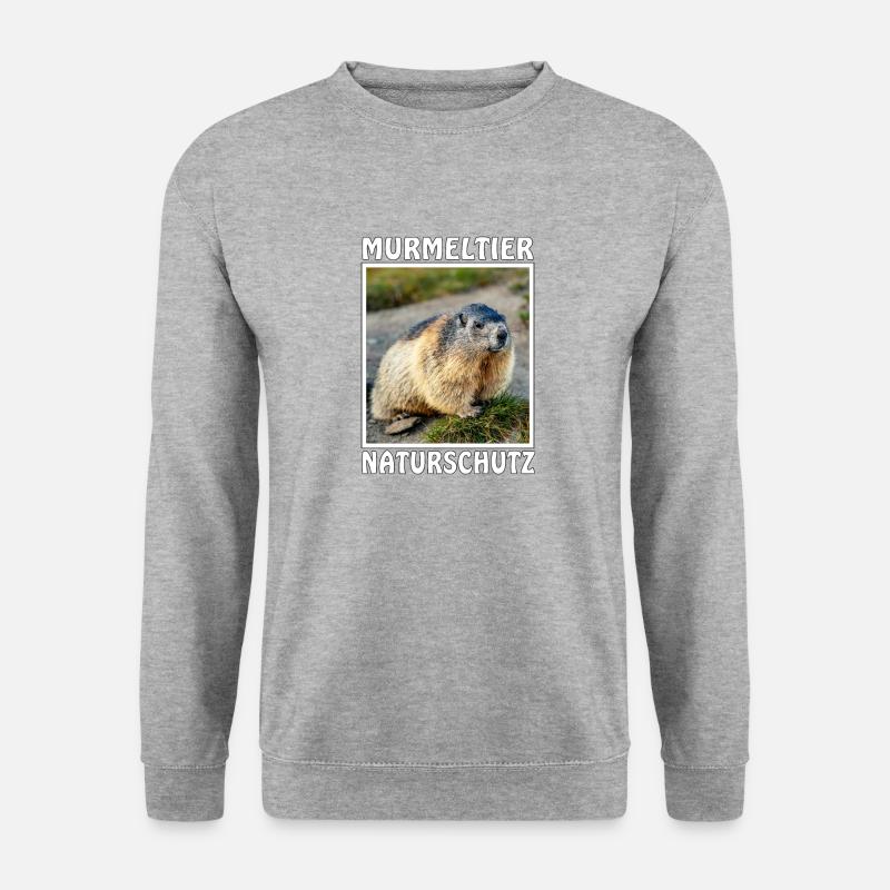 MURMELTIER NATURSCHUTZ - Unisex Pullover - Weißgrau meliert