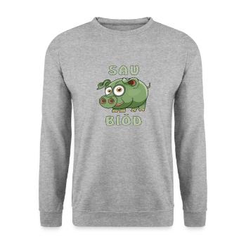 SCHWEIN SAU BLÖD - Unisex Pullover - Weißgrau meliert - Vorne - Alina (178cm) & Michal (187cm)