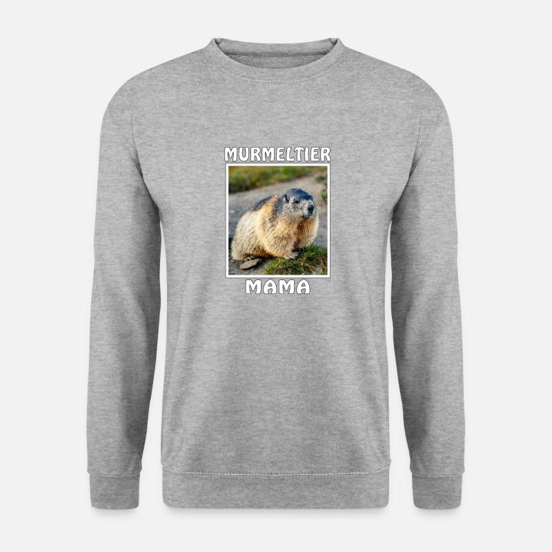 MURMELTIER MAMA - Unisex Pullover - Weißgrau meliert