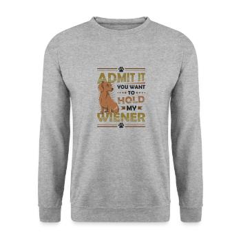 Admettez-le que vous voulez tenir mon teckel viennois - Sweat-shirt Unisexe - gris chiné - Devant - Alina (178cm) & Michal (187cm)