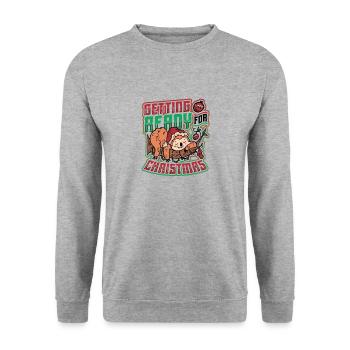 Preparations for Christmas, Lazy Sloth - Unisex Sweatshirt - salt & pepper - Front - Alina (178cm) & Michal (187cm)