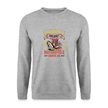 Sexy Motorcycle Women, Bikerin - Unisex Sweatshirt - salt & pepper - Front - Alina (178cm) & Michal (187cm)
