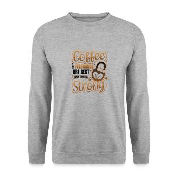 Café et mot de passe - Sweat-shirt Unisexe - gris chiné - Devant - Alina (178cm) & Michal (187cm)